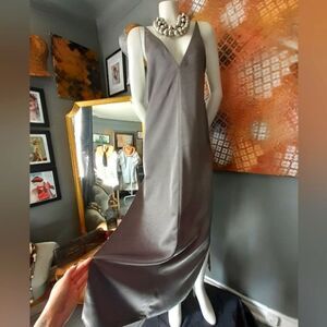 NWT Zara Elegant Gray Maxi Slip Dress